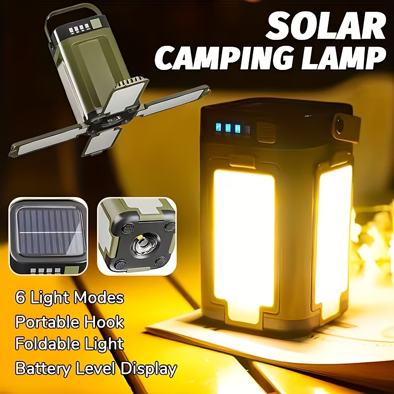 Outdoor Power For Lights - Zonne-aangedreven draagbare campinglamp, opvouwbaar, 2000mah powerbank,