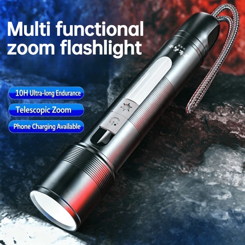 Outdoor Power For Lights - Multifunctionele LED-zaklamp Zoombare COB-zijlamp Oplaadbare powerbank