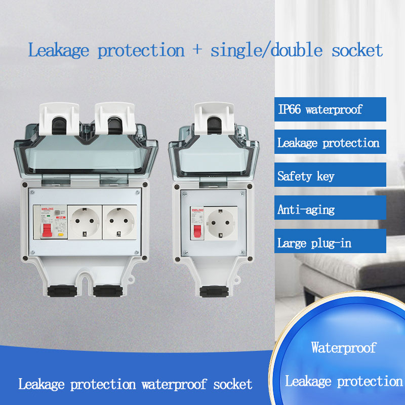 Outdoor Power Outlet - Waterdichte buitenstopcontactdoos type 86 met lekstroombeveiliging