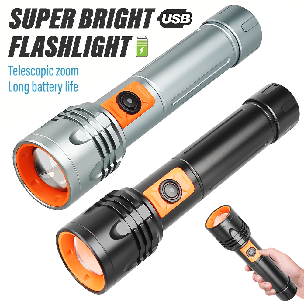 Outdoor Power For Lights - Krachtige LED-zaklamp Oplaadbare USB-zaklamp met telescopische