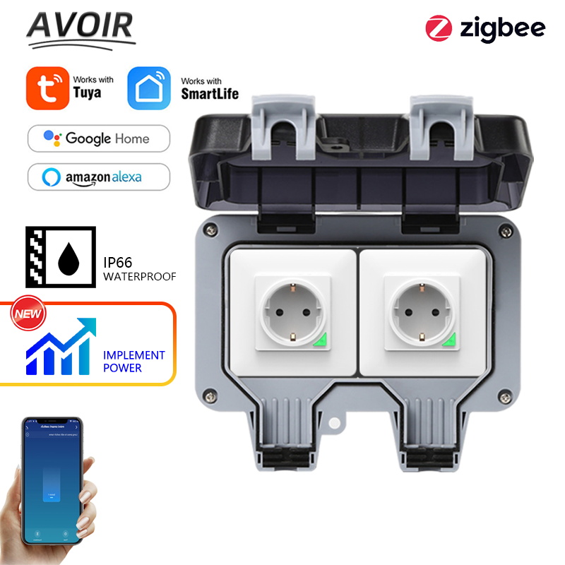 Outdoor Power With Timer - Avoir Tuya Zigbee Stopcontacten IP66 Waterdichte