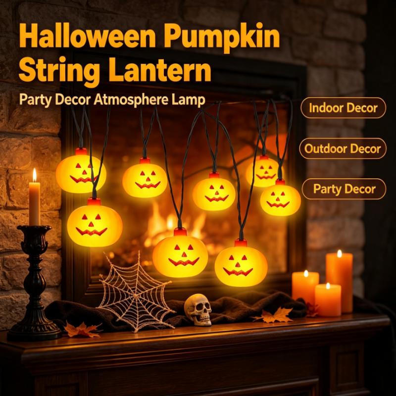 Outdoor Power For Lights - Batterijgevoede Halloween-pompoen-lichtslingers 20LED, Jack-o'-Lantern-slinger voor buiten-