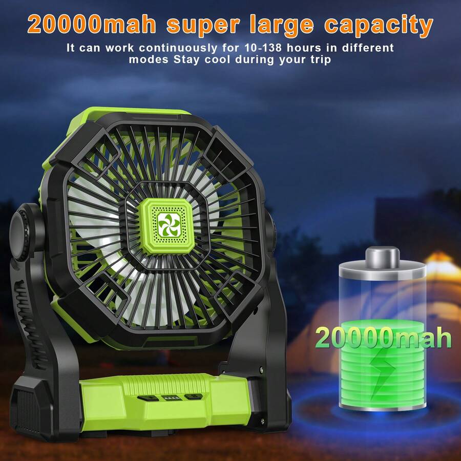 Outdoor Power With Timer - 20000mAh draagbare ventilator op batterijen met